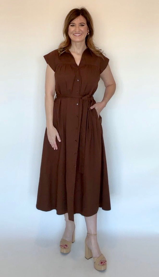 Linen Belted Midi Dress - Chatsworth Boutique