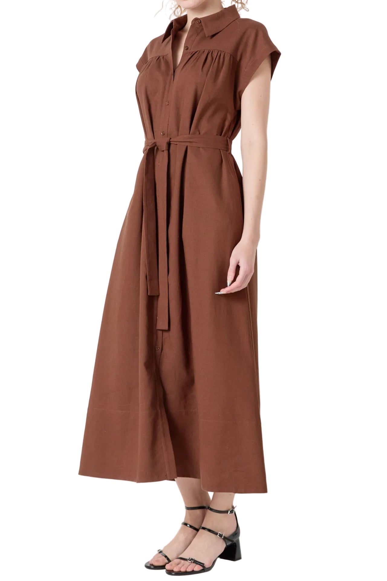 Linen Belted Midi Dress - Chatsworth Boutique