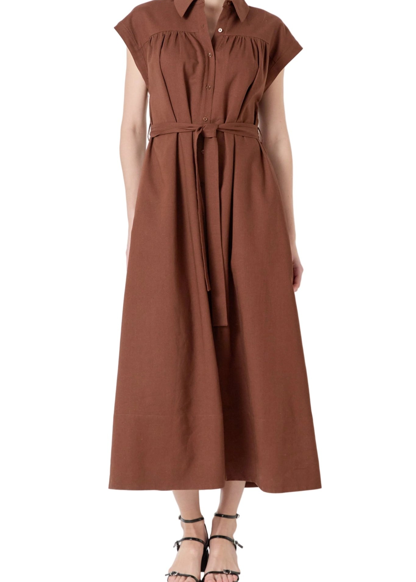 Linen Belted Midi Dress - Chatsworth Boutique