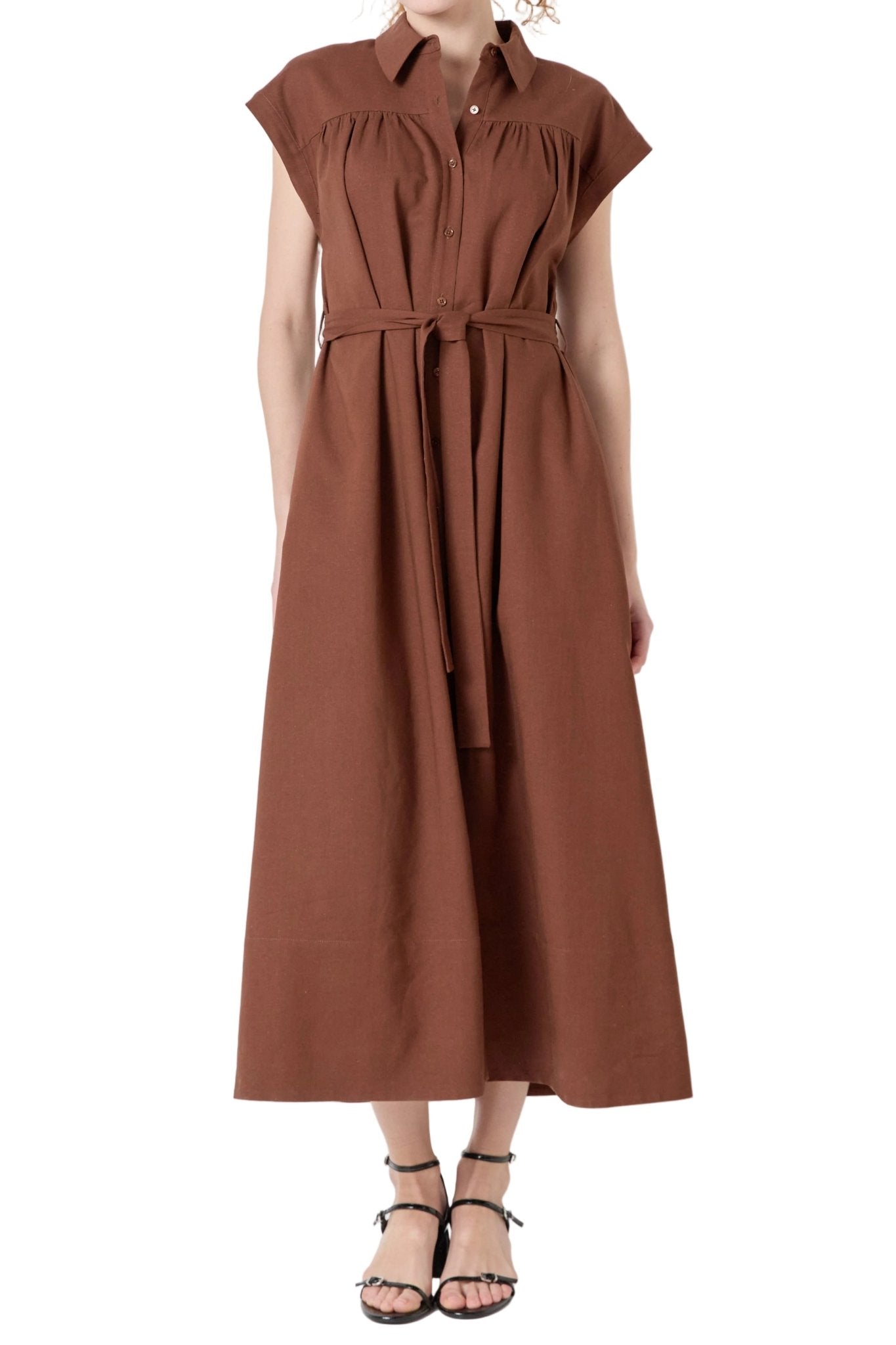 Linen Belted Midi Dress - Chatsworth Boutique