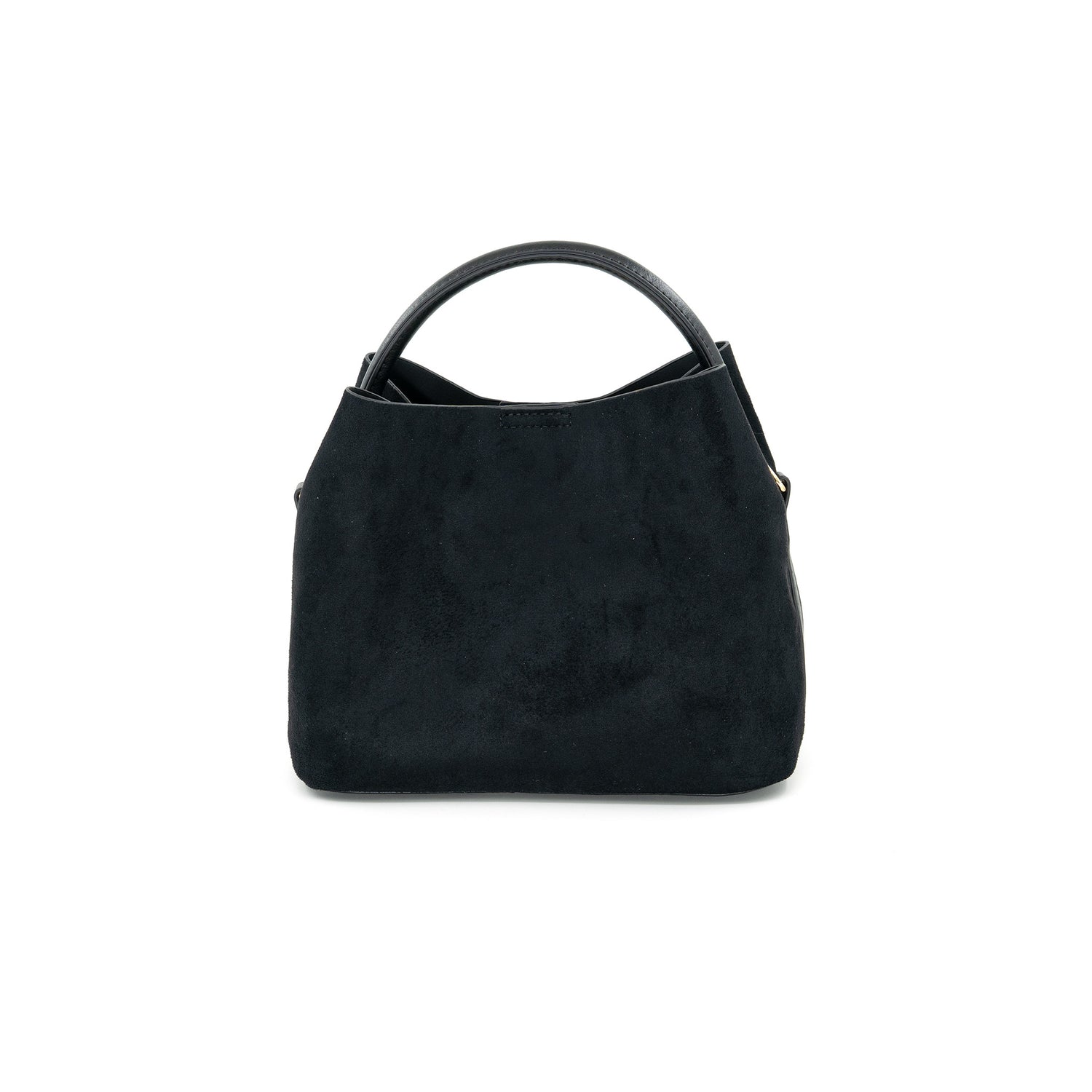 Lucia Bag in black faux suede with removable crossbody strap - Chatsworth Boutique