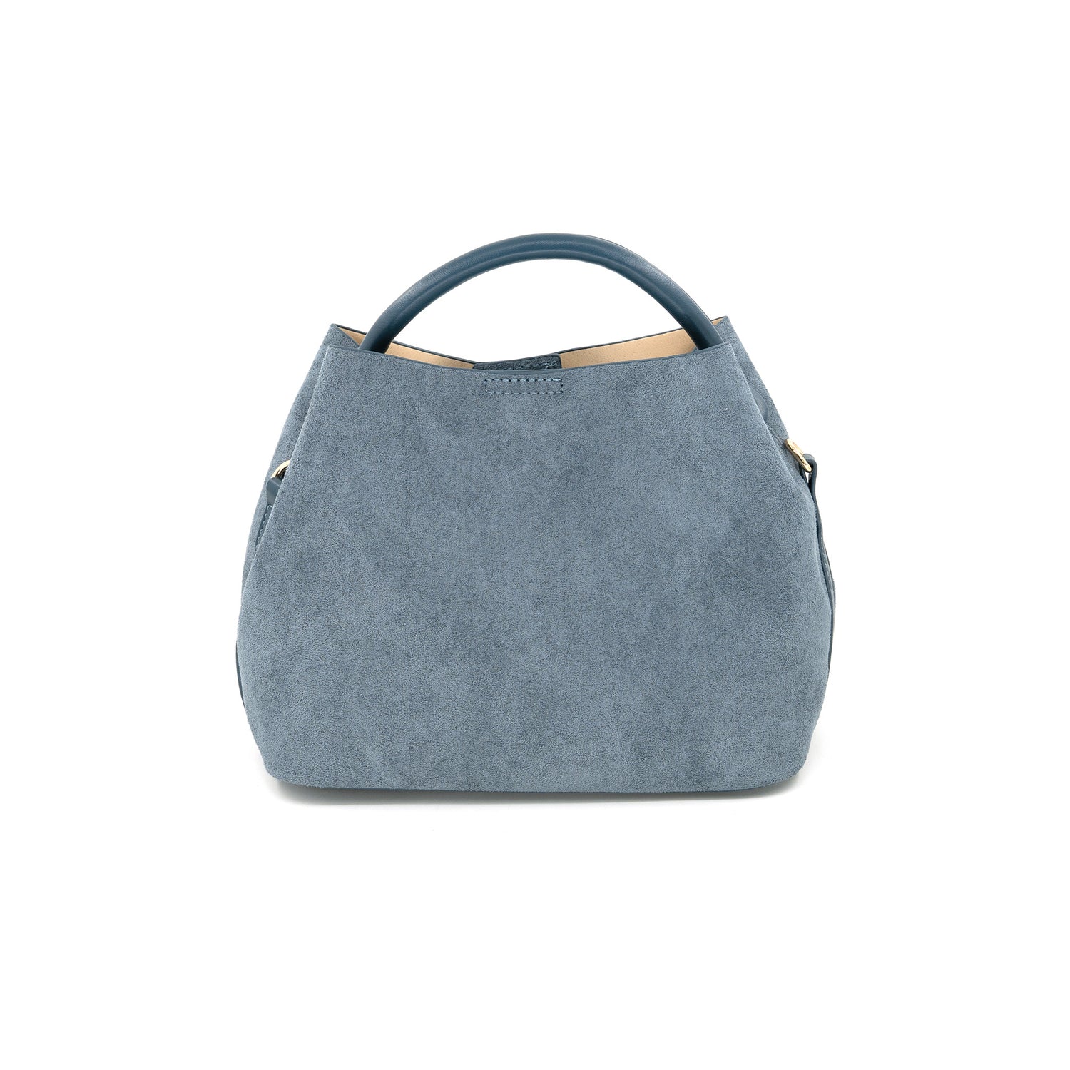 Lucia Bag in blue faux suede with removable crossbody strap - Chatsworth Boutique