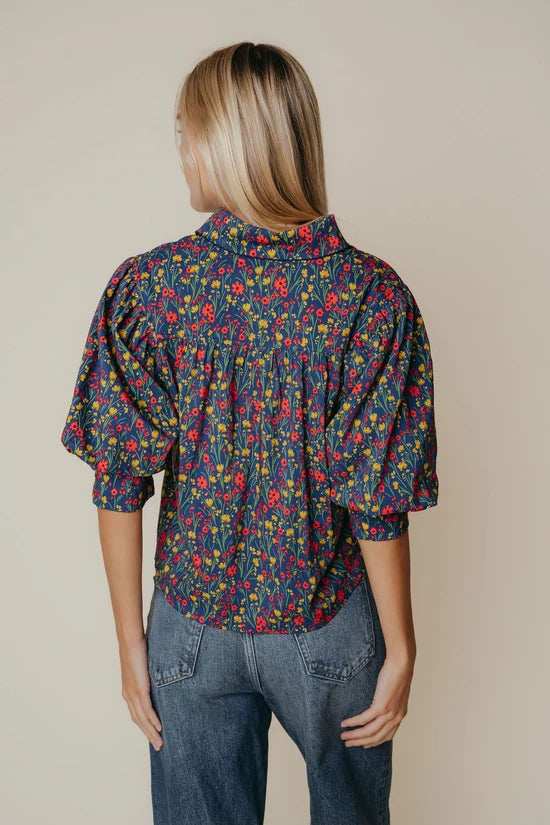 Strahley Top in Ditsy Floral, pleated back detail