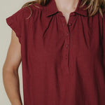 Liv Blouse, Garnet, Detail - LaRoque