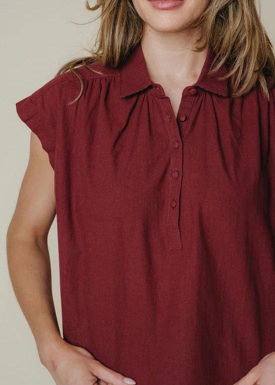 Liv Blouse, Garnet, Detail - LaRoque