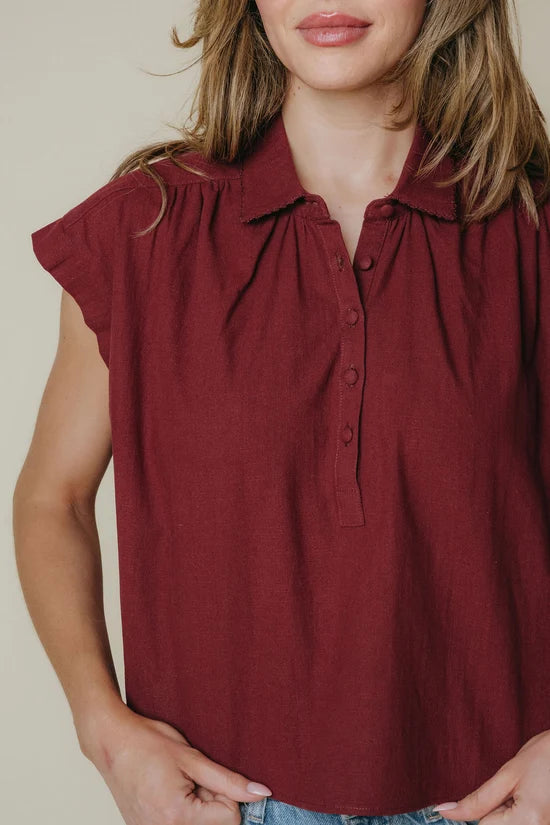 Liv Blouse, Garnet, Detail - LaRoque