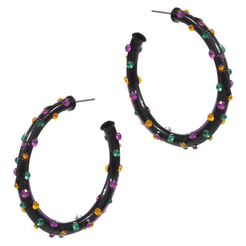 Mardi Gras Rhinestone Hoops - Chatsworth Boutique