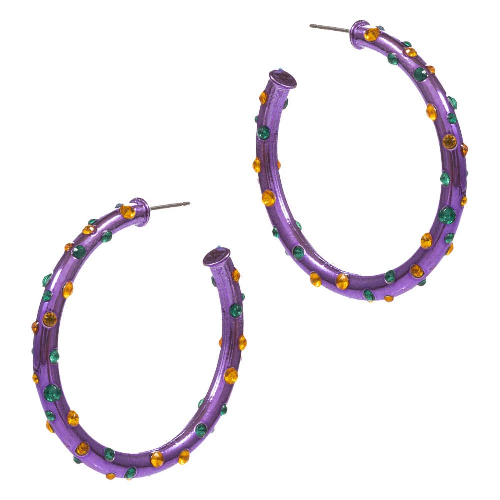 Mardi Gras Rhinestone Hoops - Chatsworth Boutique