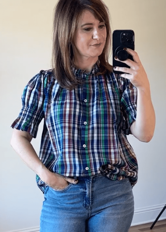 Marnie Blouse Ivy Plaid - Chatsworth Boutique
