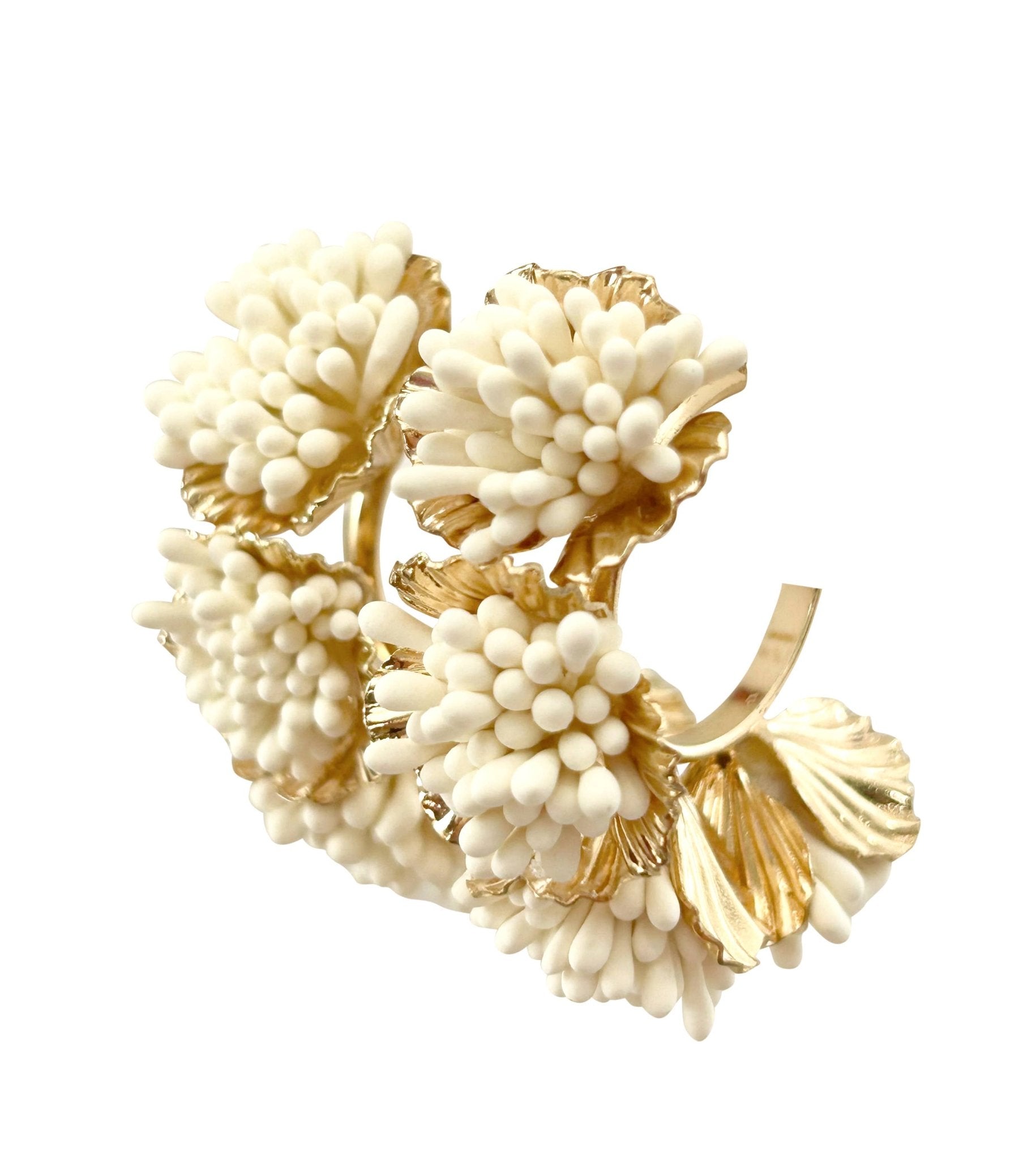 Maxine Floral Hoop Earring - Cream - Chatsworth Boutique