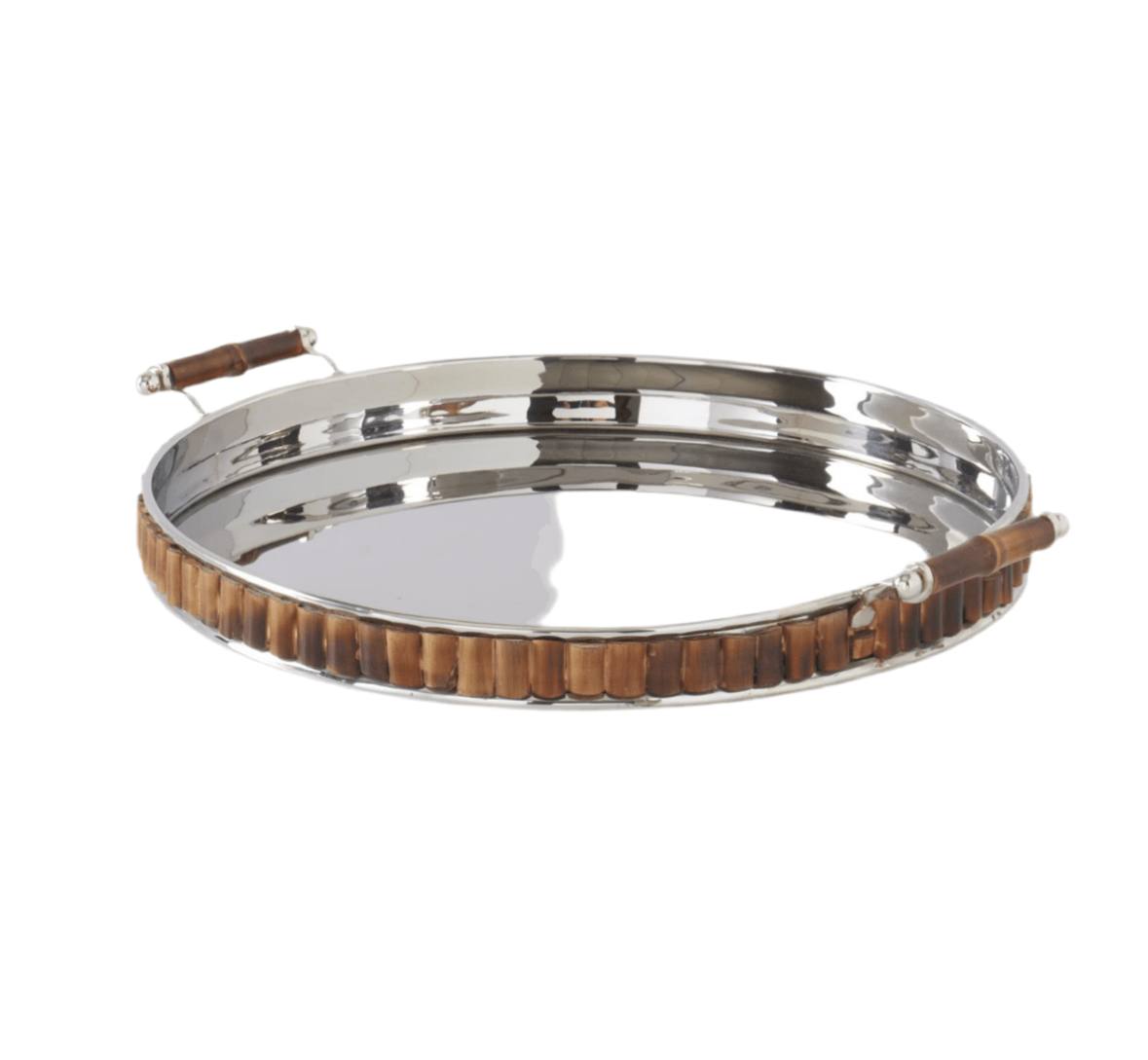 Metal and Bamboo Double Handle Tray - Chatsworth Boutique