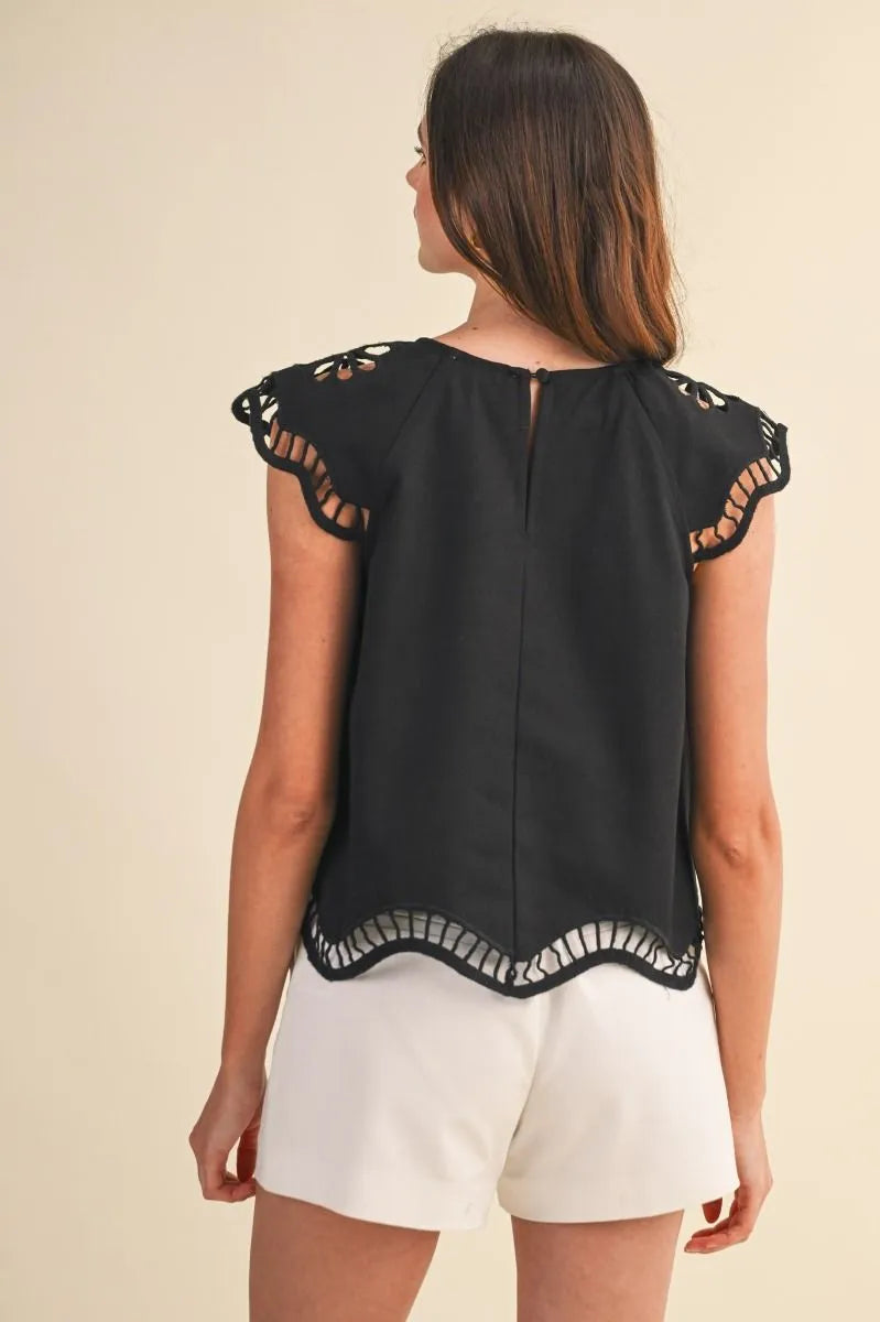 Black Cut-Out Blouse