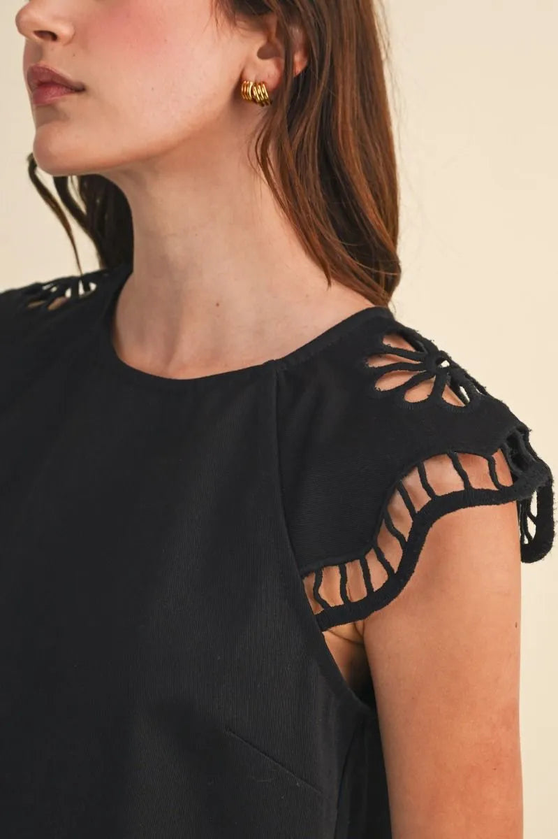 Black Cut-Out Blouse