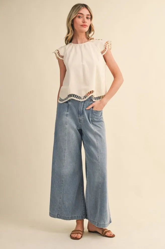 Cream Cut-Out Blouse