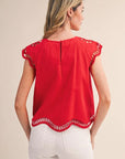 Red Cut-Out Blouse