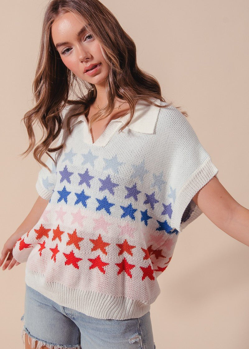 Multi Star Summer Sweater - Chatsworth Boutique