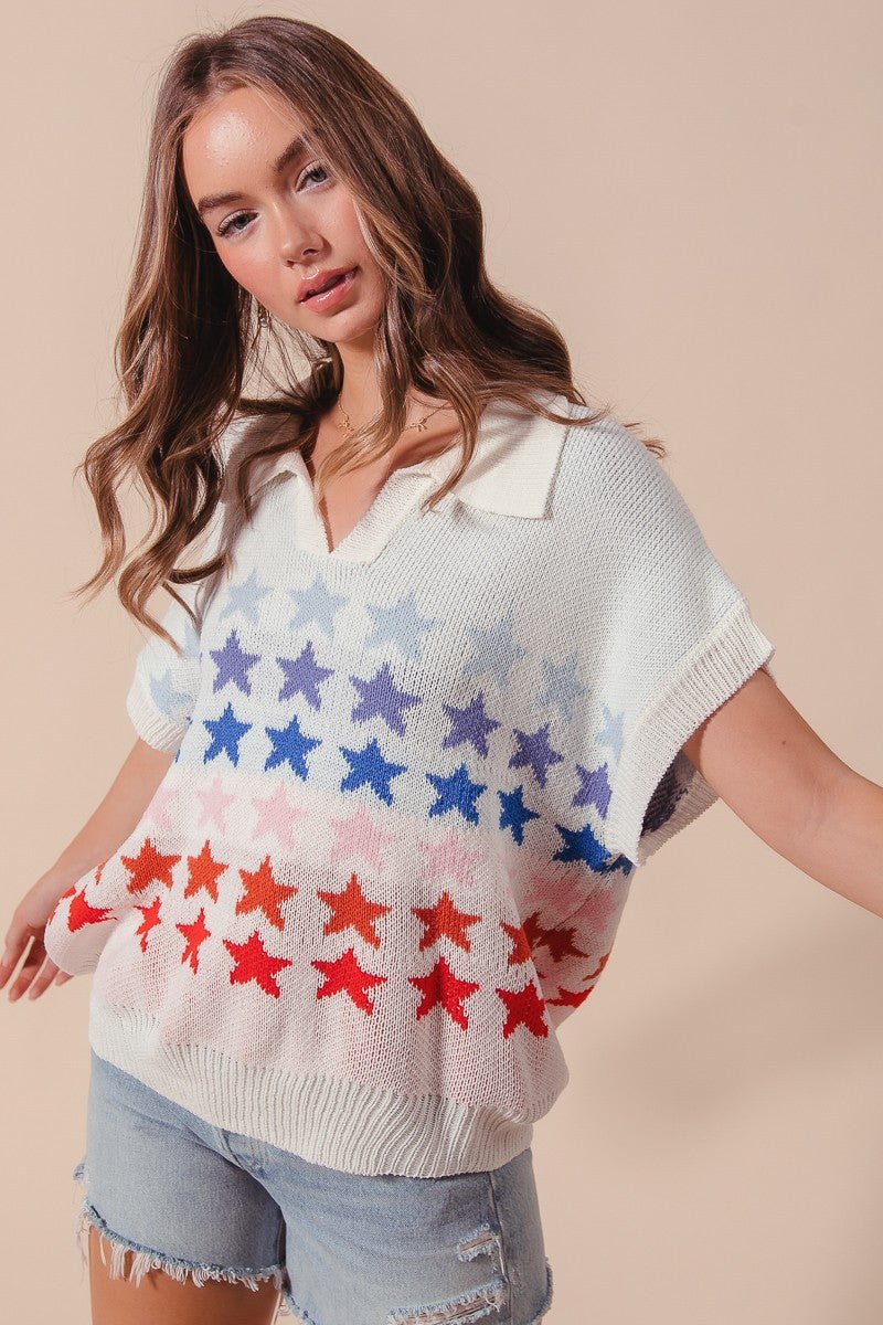 Multi Star Summer Sweater - Chatsworth Boutique