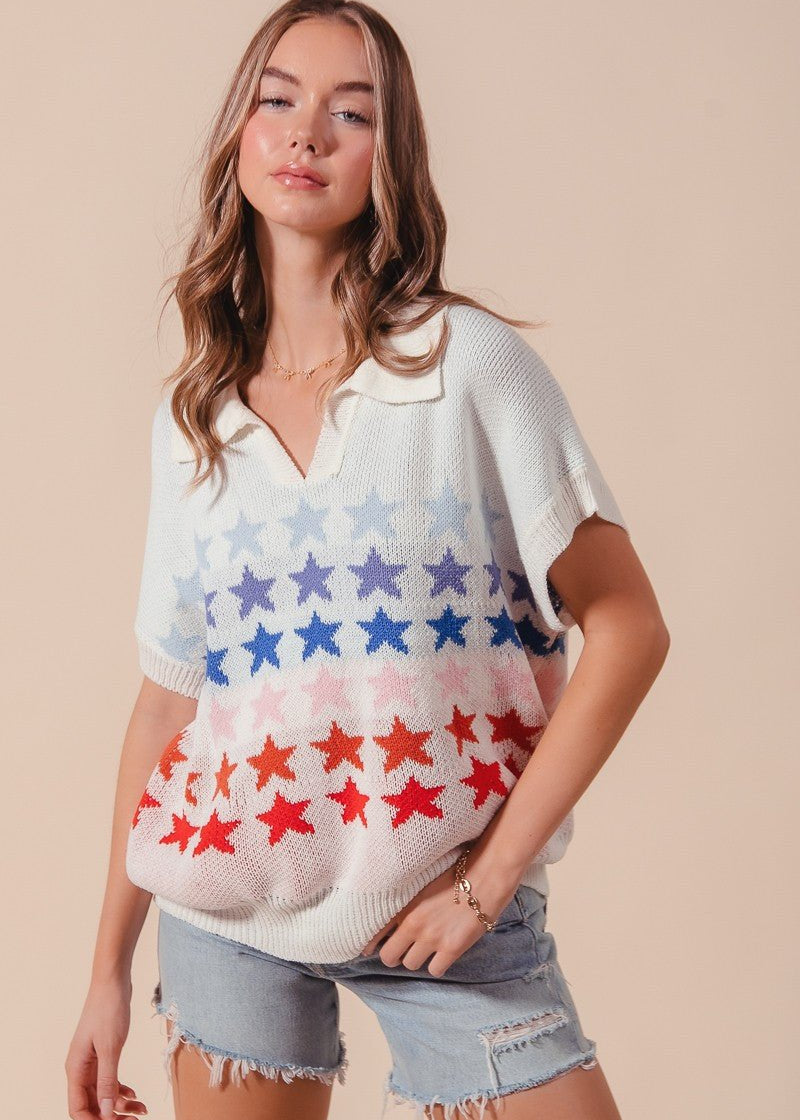 Multi Star Summer Sweater - Chatsworth Boutique