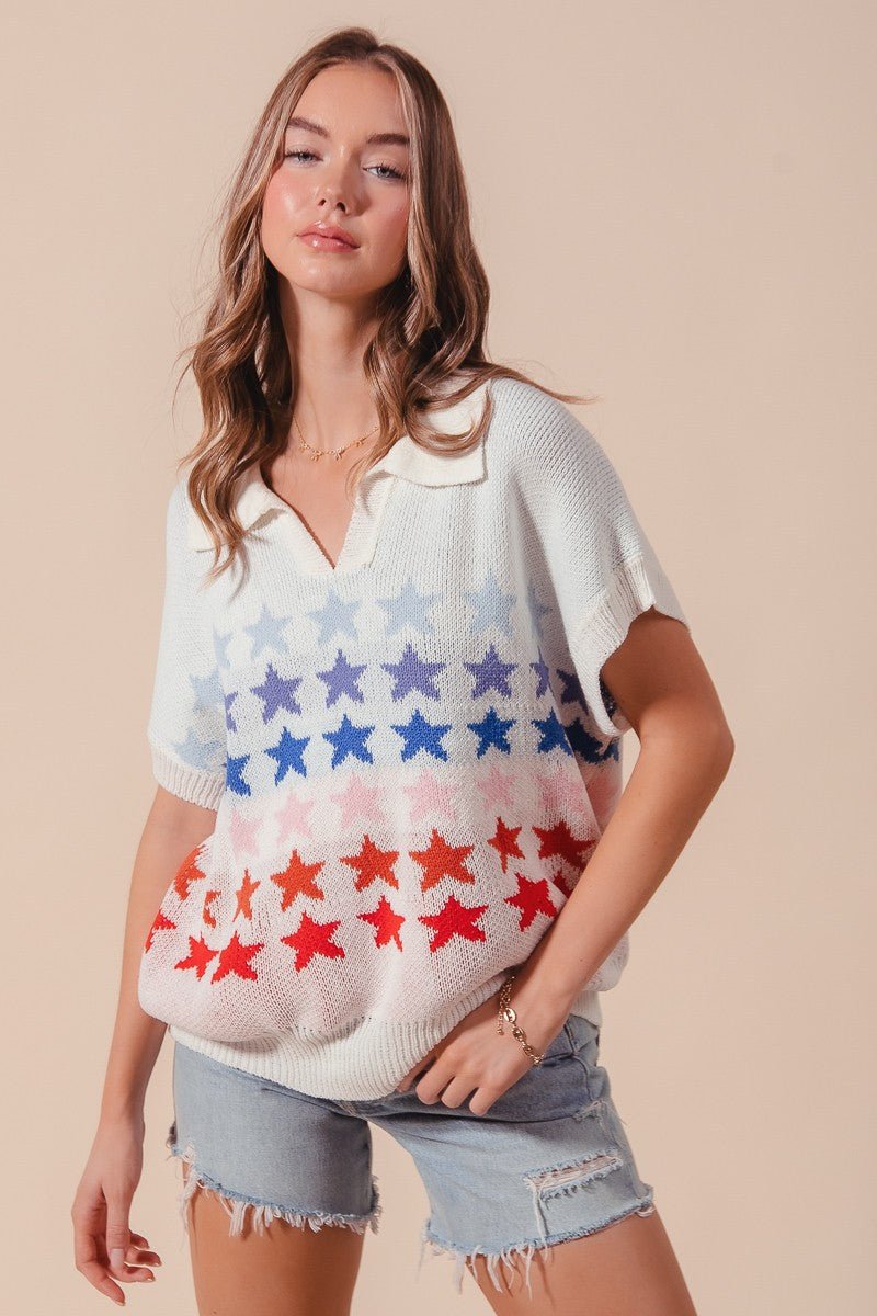 Multi Star Summer Sweater - Chatsworth Boutique