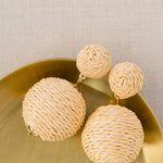 Natural Lido Pom Pom Statement Earrings - Chatsworth Boutique
