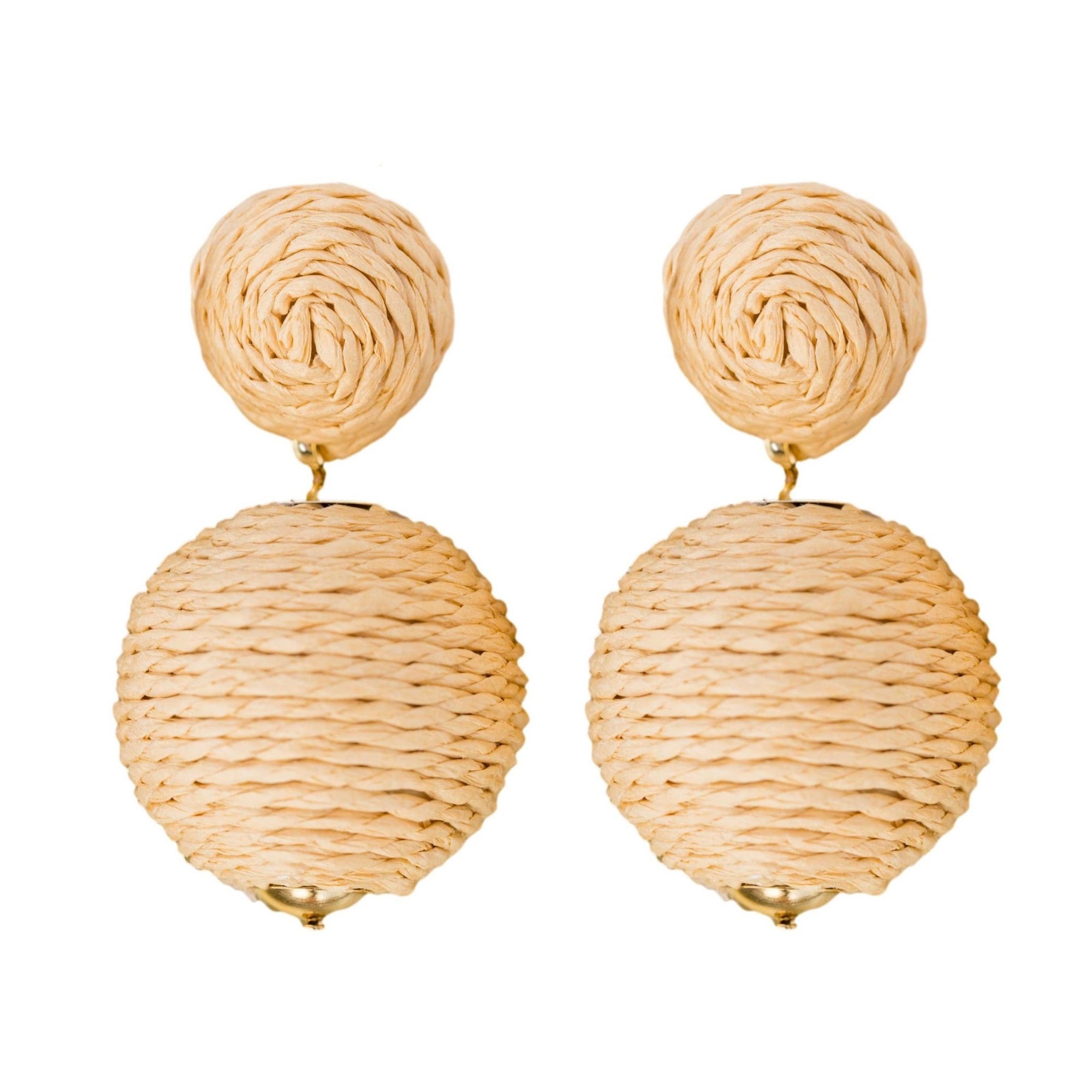 Natural Lido Pom Pom Statement Earrings - Chatsworth Boutique