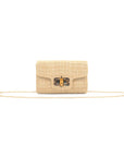 natural rafia clutch with bamboo handle