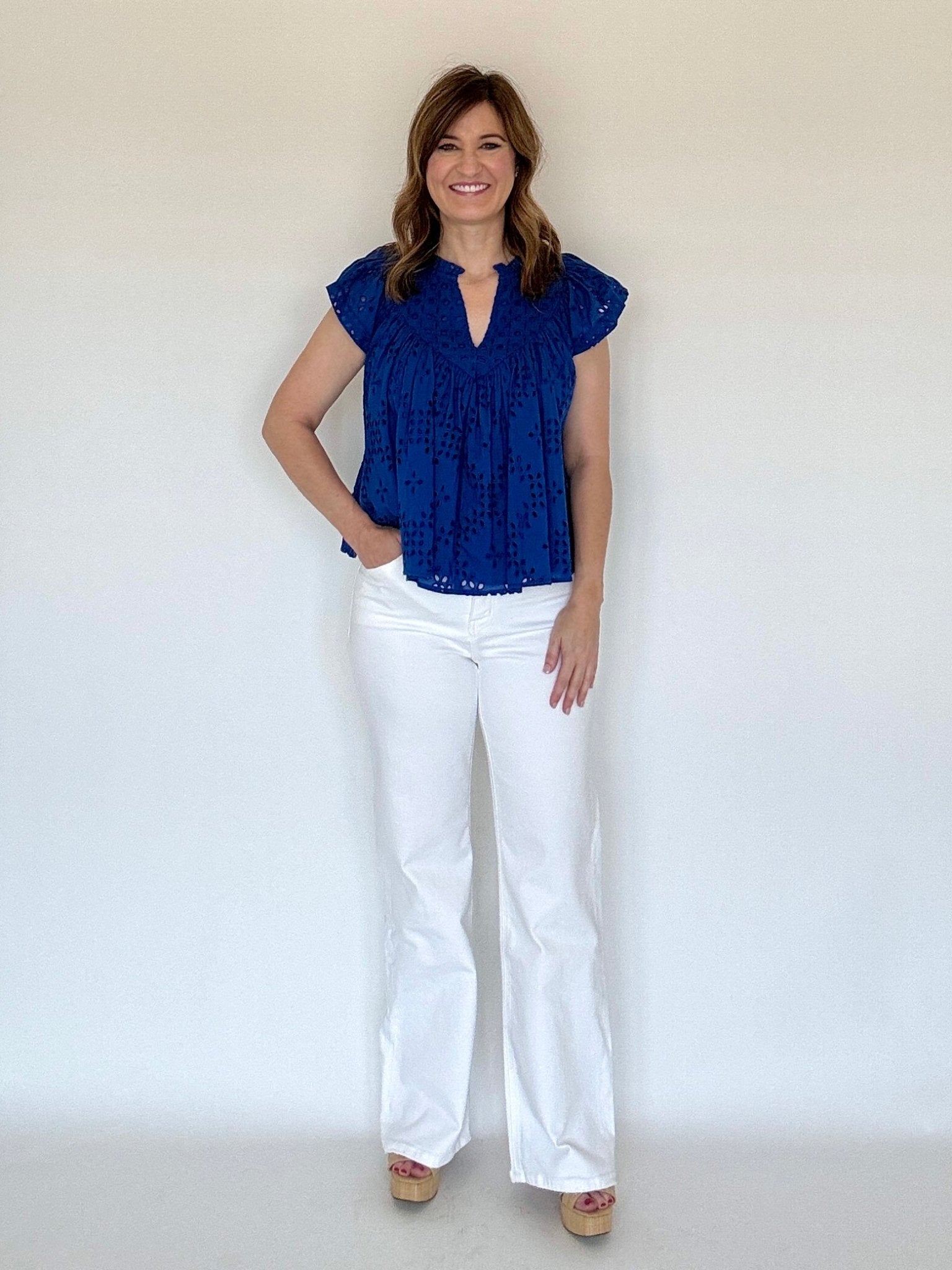 Olene Blouse Lake Blue - Chatsworth Boutique