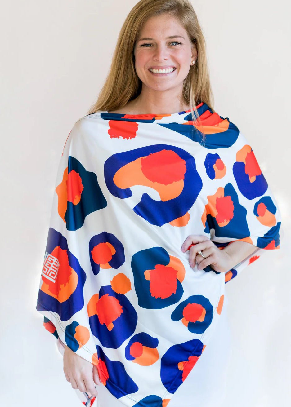 Orange Gameday Cheetah Poncho - Chatsworth Boutique
