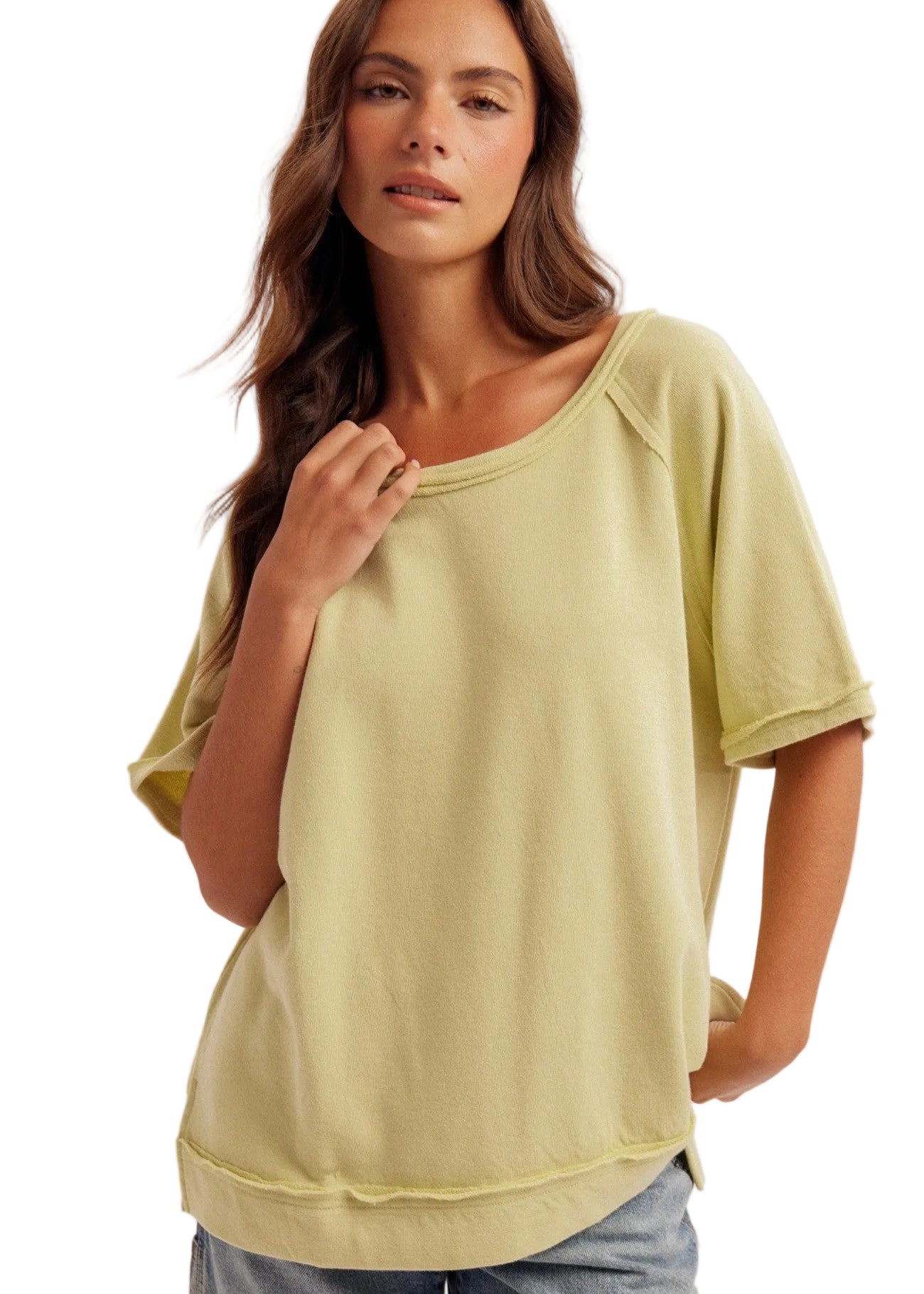 oversized cozy terry tee lime green