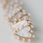 Pearl Studded Pink Tortoise Valentines Heart Earrings - Chatsworth Boutique
