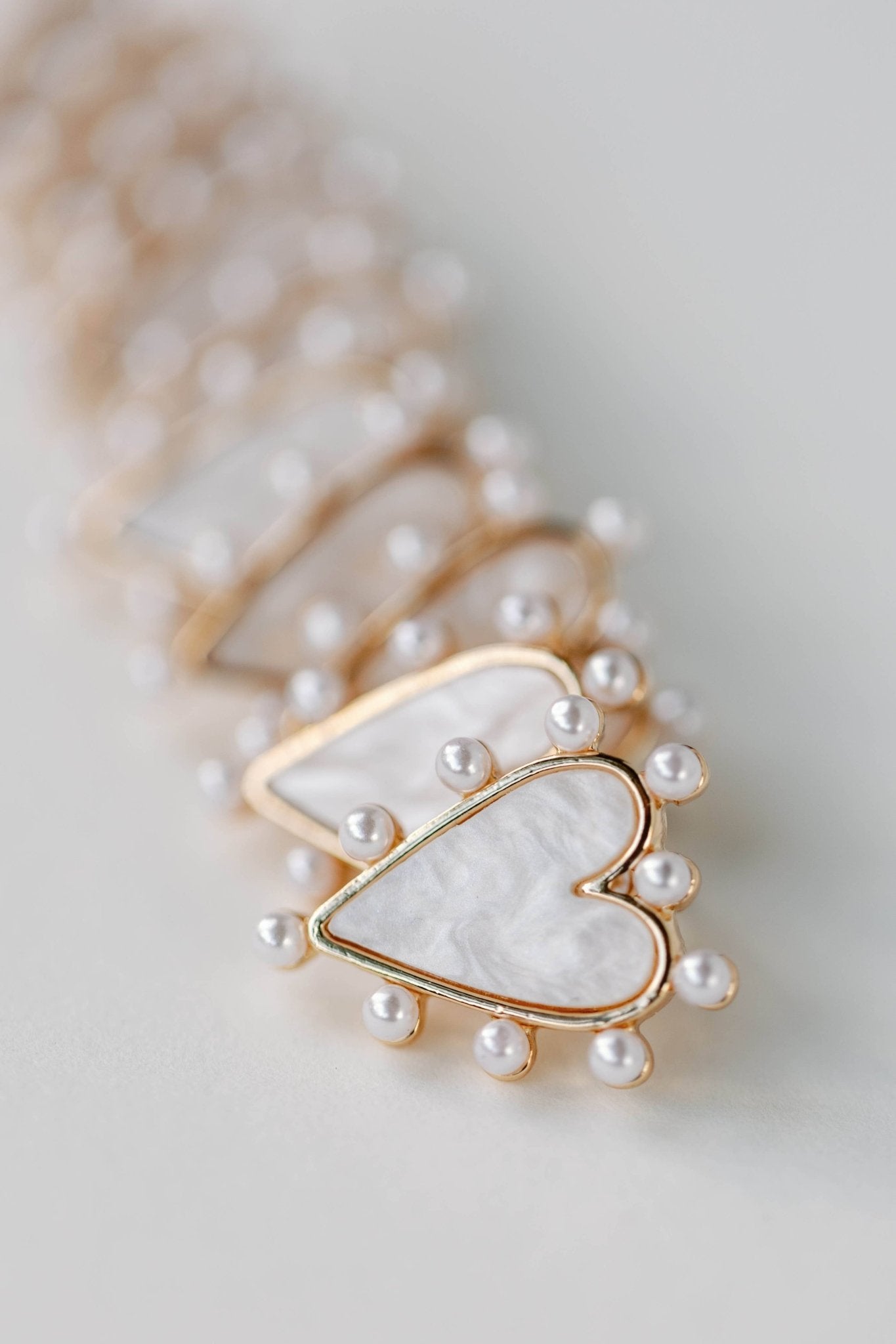 Pearl Studded Pink Tortoise Valentines Heart Earrings - Chatsworth Boutique