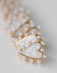 Pearl Studded Pink Tortoise Valentines Heart Earrings - Chatsworth Boutique