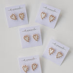 Pearl Studded Pink Tortoise Valentines Heart Earrings - Chatsworth Boutique