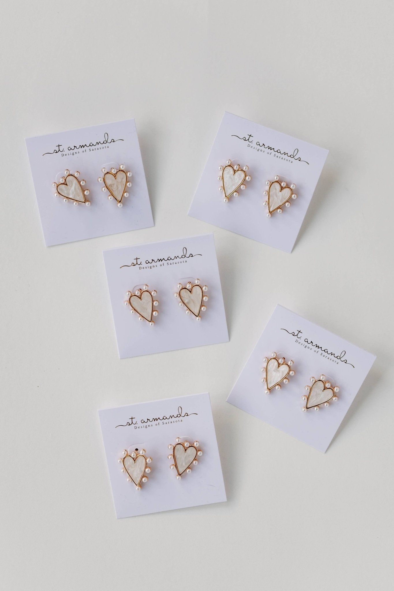 Pearl Studded Pink Tortoise Valentines Heart Earrings - Chatsworth Boutique