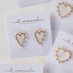 Pearl Studded Pink Tortoise Valentines Heart Earrings - Chatsworth Boutique