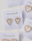 Pearl Studded Pink Tortoise Valentines Heart Earrings - Chatsworth Boutique