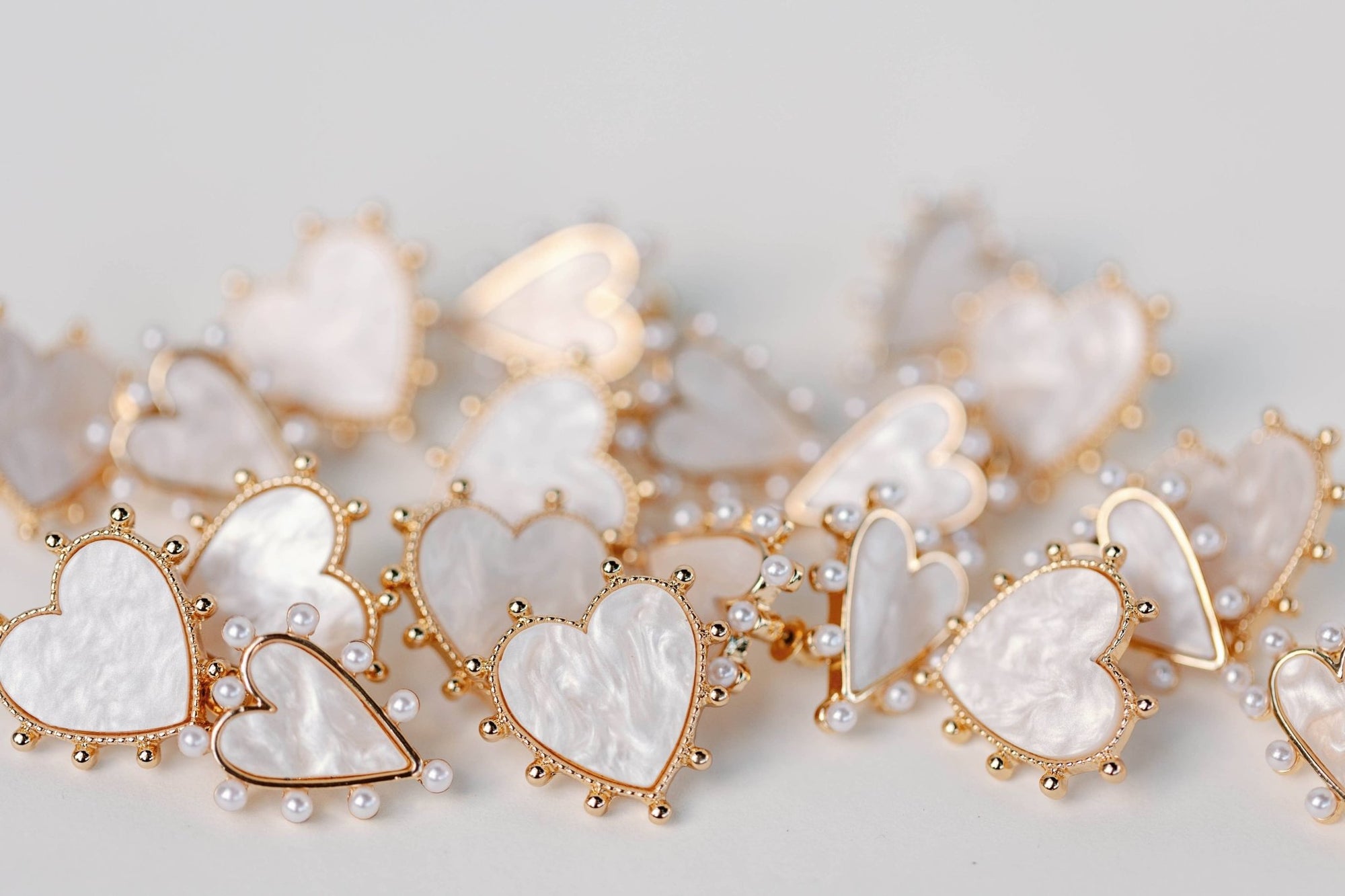 Pearl Studded Pink Tortoise Valentines Heart Earrings - Chatsworth Boutique