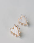 Pearl Studded Pink Tortoise Valentines Heart Earrings - Chatsworth Boutique