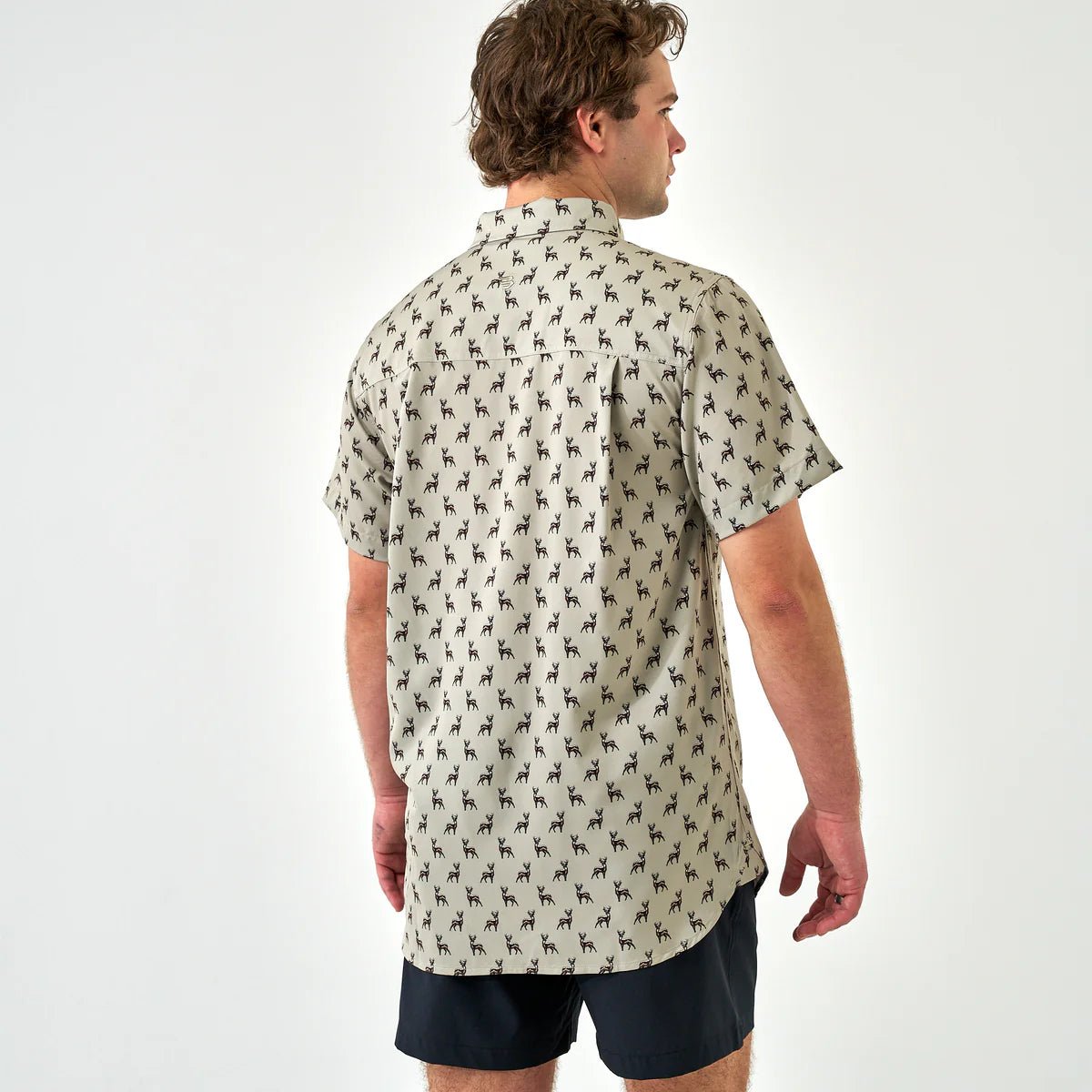 Perf Button Down Whitetail Green - Chatsworth Boutique