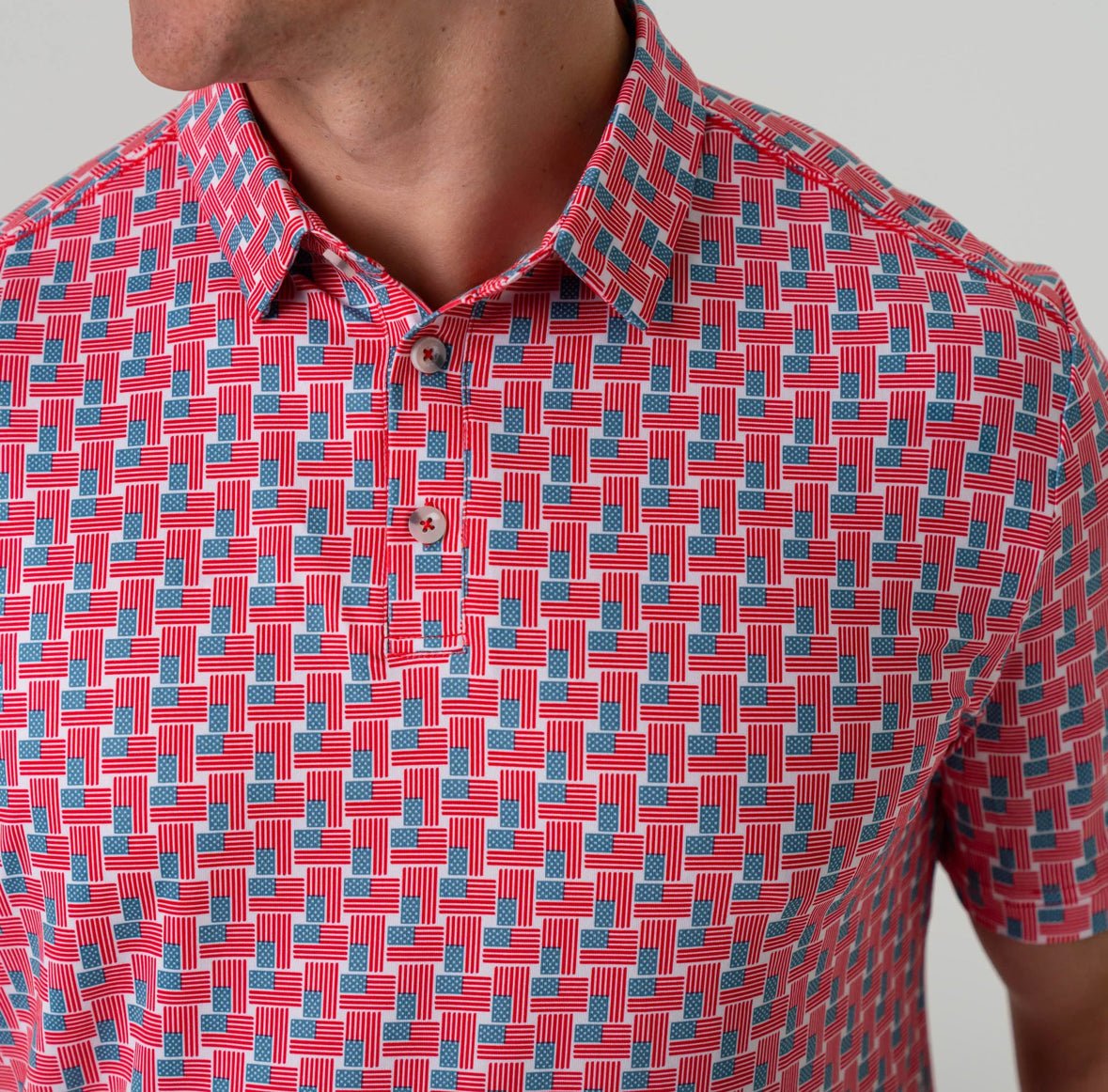 Perf. Polo American Flag - Chatsworth Boutique