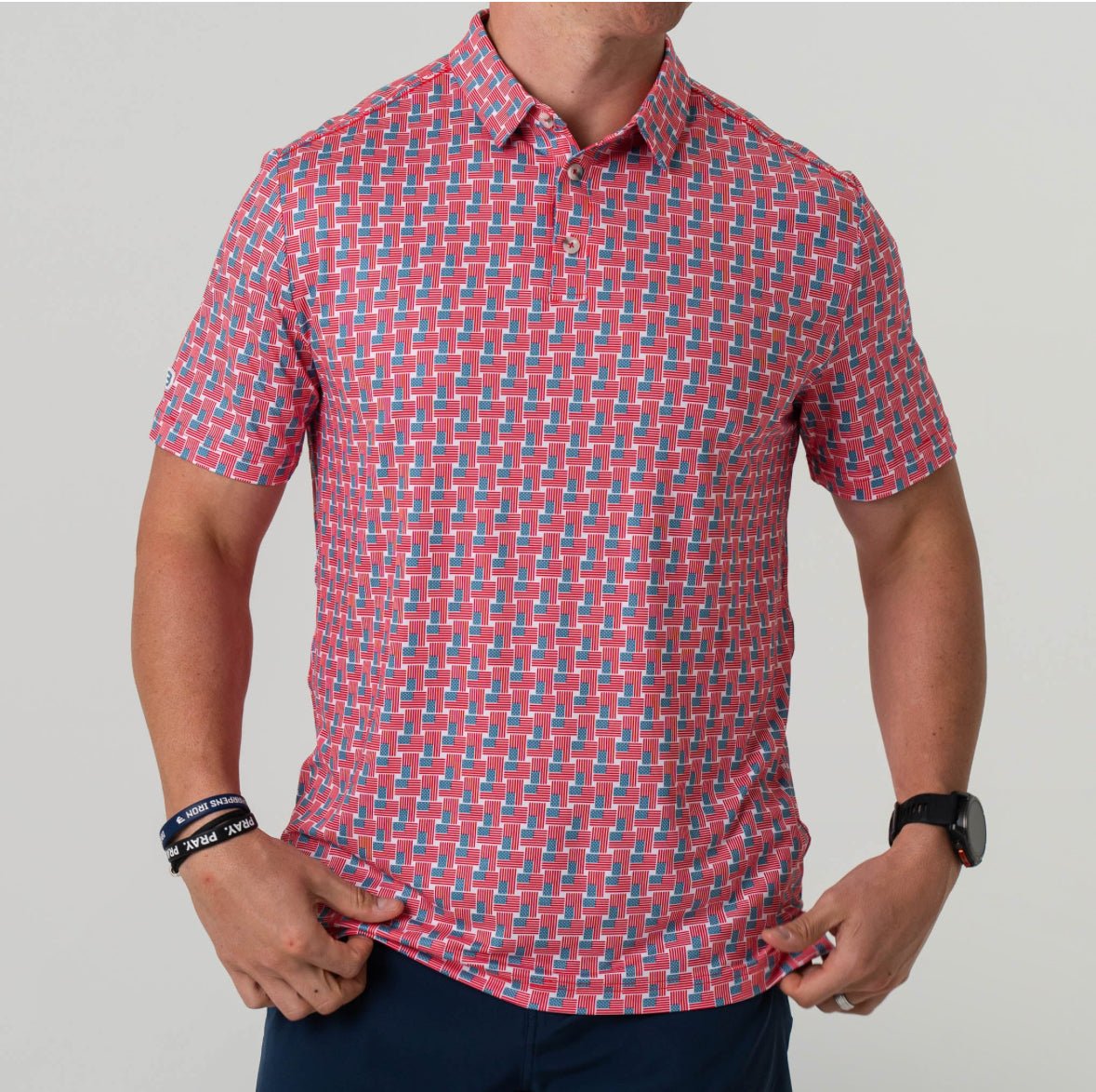 Perf. Polo American Flag - Chatsworth Boutique