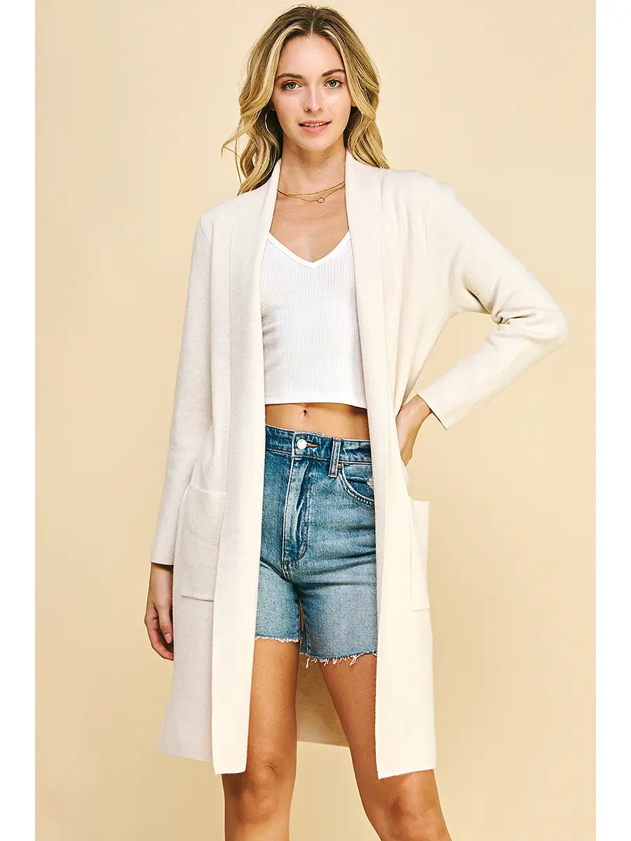 Ivory Open Knit Cardigan, PINCH - front view