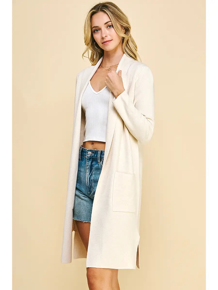 Ivory Open Knit Cardigan, PINCH - side view