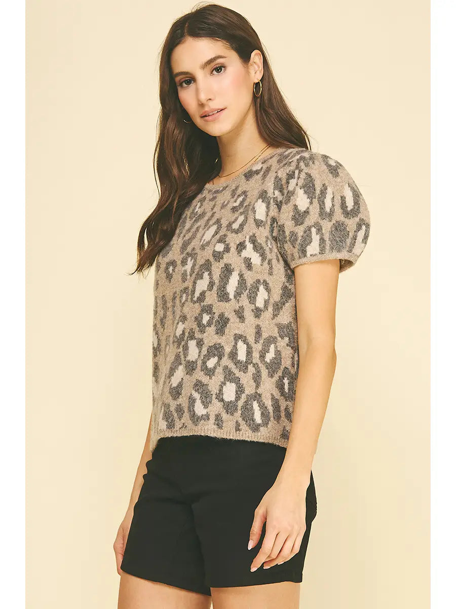 Leopard Print Knit Sweater, PINCH - back view