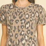 Leopard Print Knit Sweater, PINCH - front view