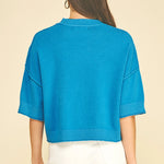 Short Sleeve Sweater Teal, PINCH - side view