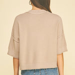 Short Sleeve Sweater White Taupe, PINCH - back view