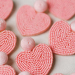 Pink Beaded Heart Earrings - Chatsworth Boutique