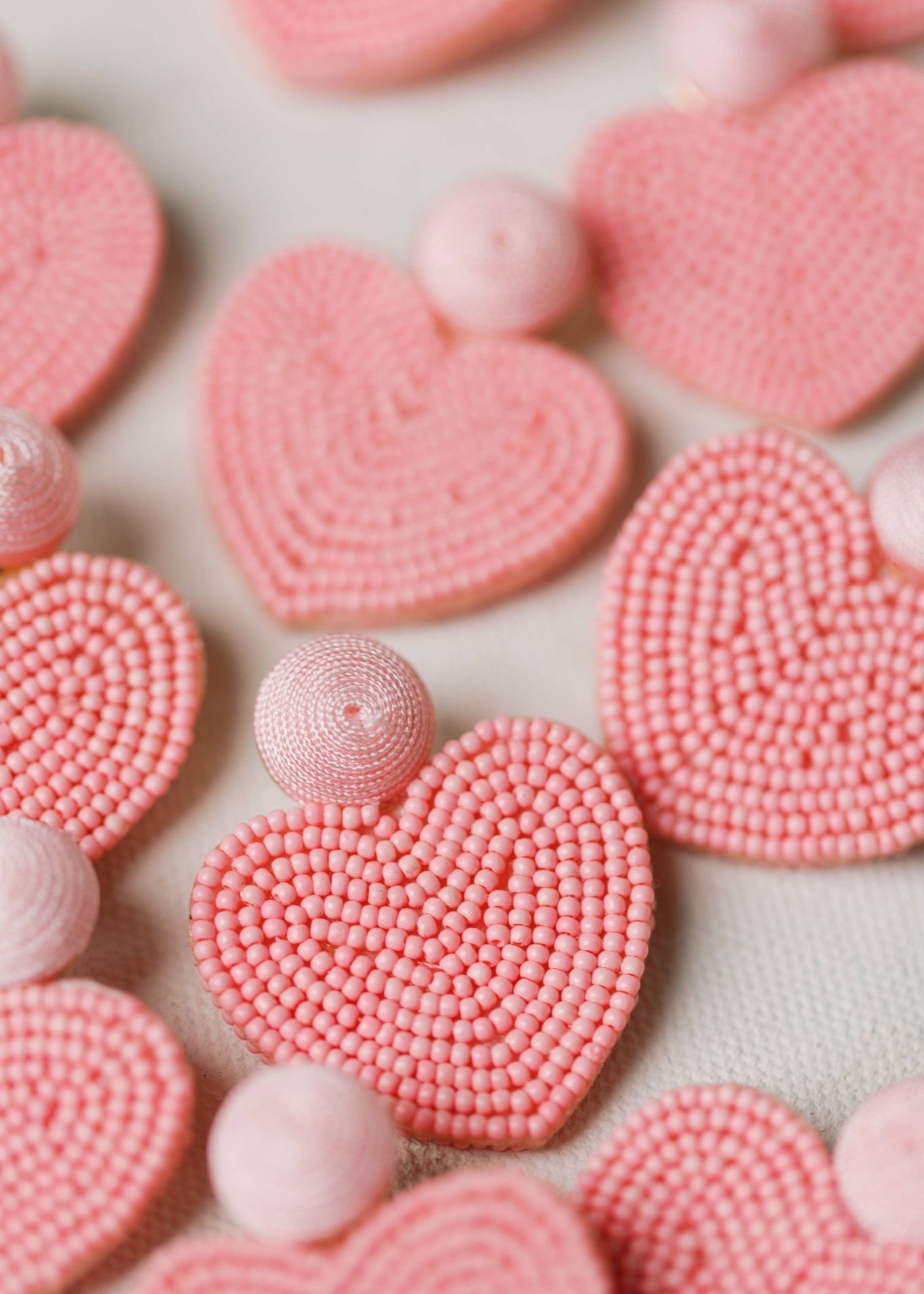 Pink Beaded Heart Earrings - Chatsworth Boutique