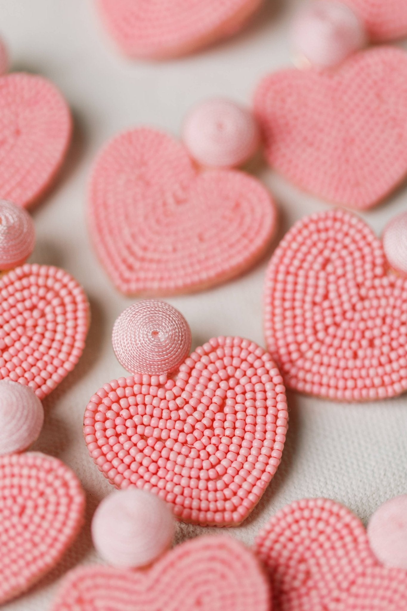 Pink Beaded Heart Earrings - Chatsworth Boutique